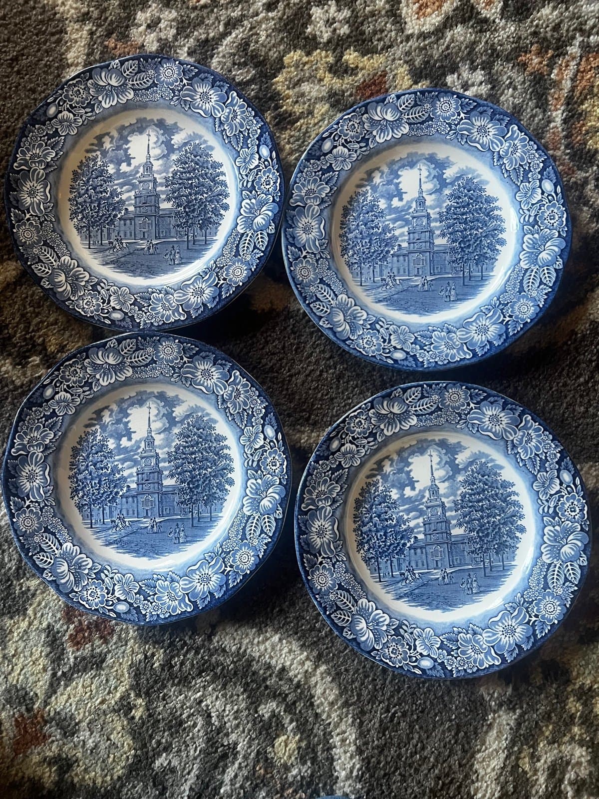 Liberty Blue Independence Hall Ironstone Dinner Plate Transferware Staffordshire - Thumbnail 2