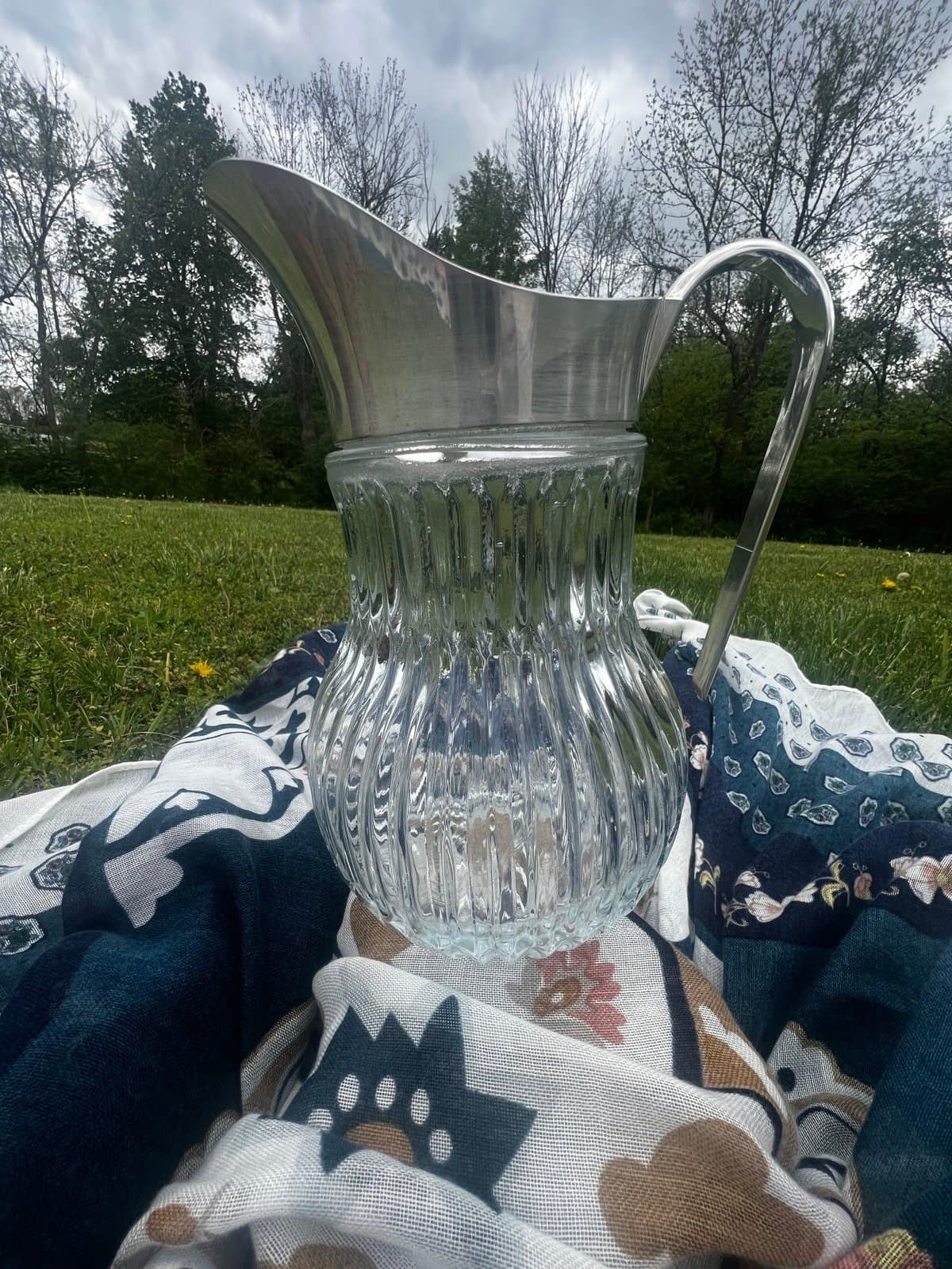 Italian Crystal and silver antique serving pitcher - Thumbnail 7
