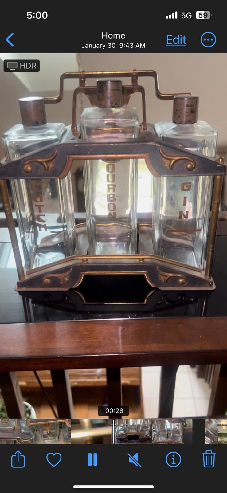 Antique MCM locking bar caddy - Thumbnail 3