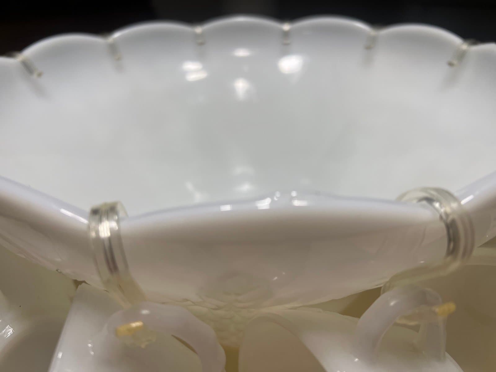 Mid century anchor & hockings milk glass punch bowl & 12 cups - Thumbnail 4