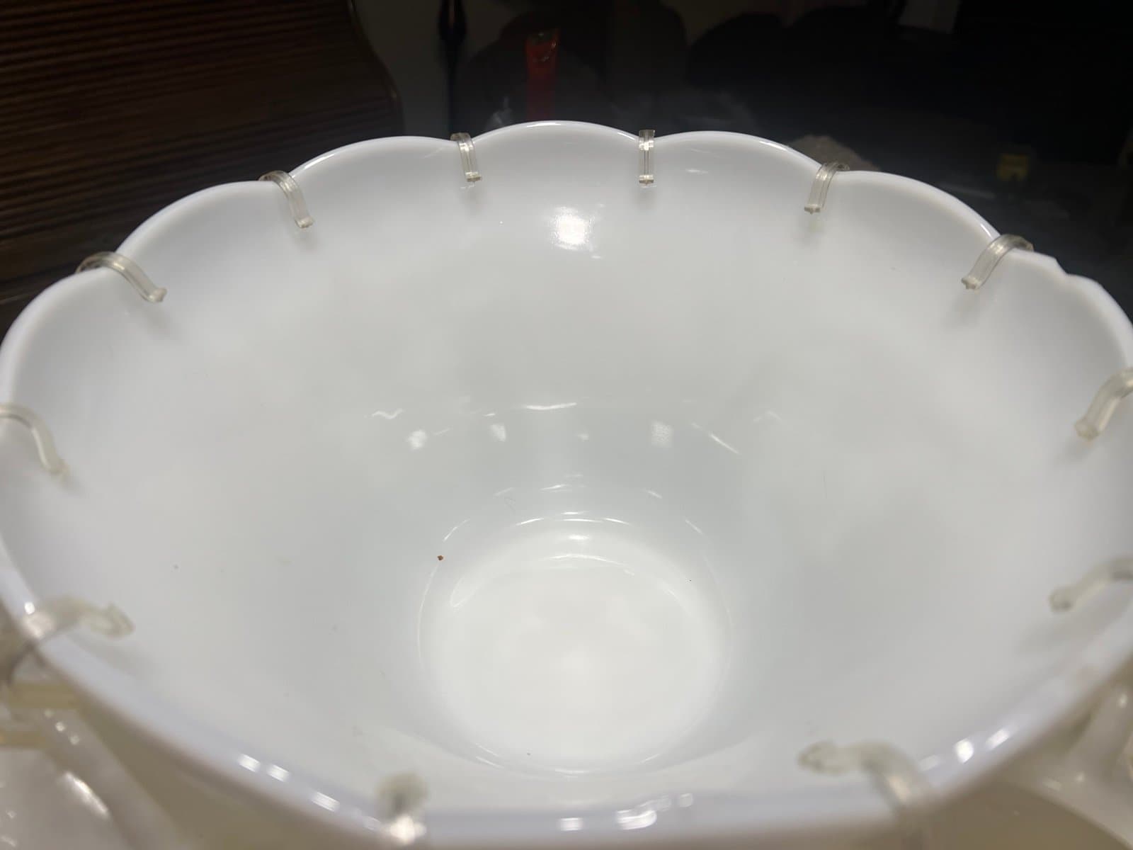Mid century anchor & hockings milk glass punch bowl & 12 cups - Thumbnail 5