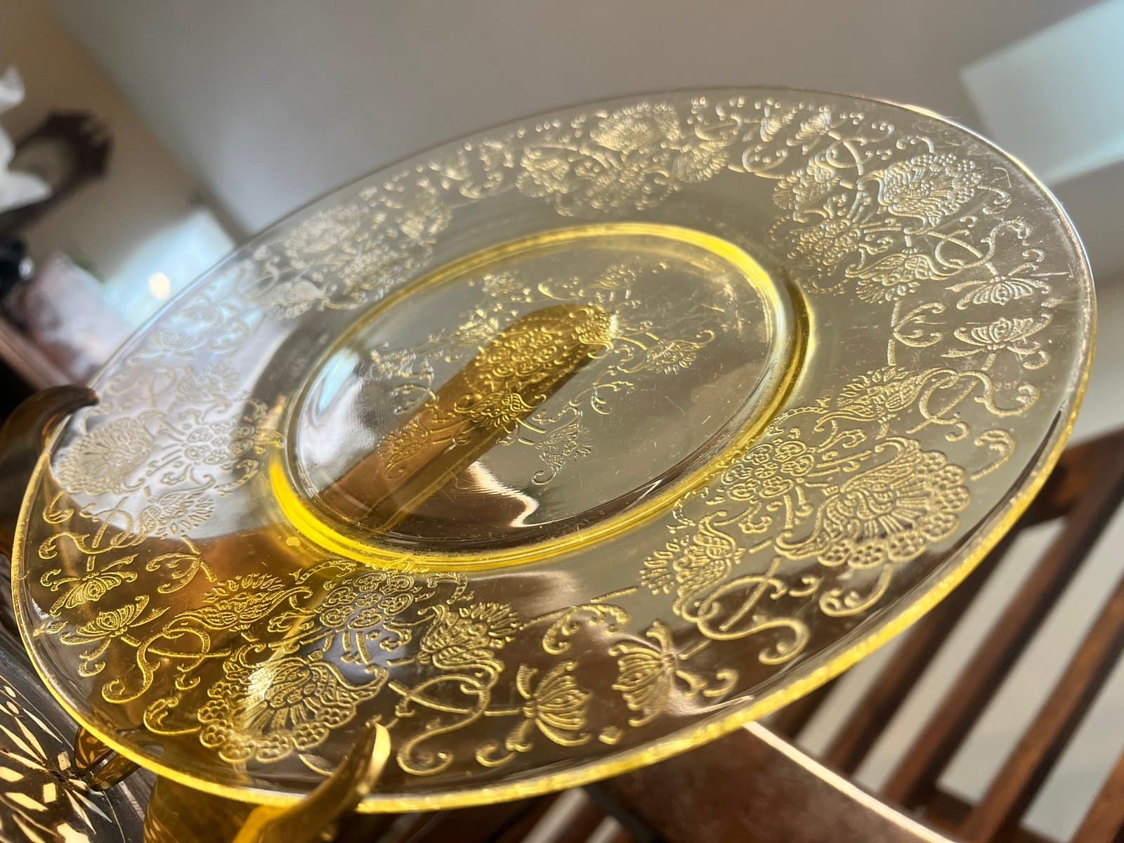 Hazel Atlas Florentine Plate Vintage Yellow Depression Glass Florentine Poppy 2 - Thumbnail 3