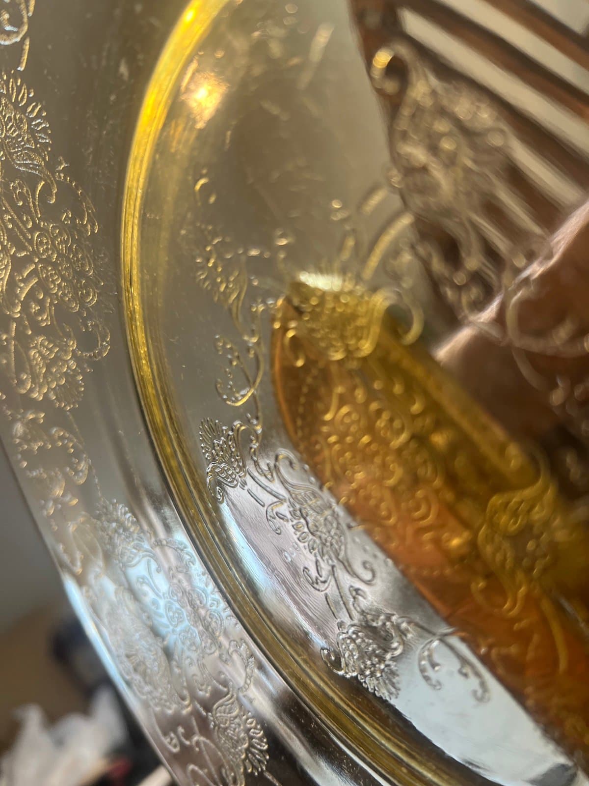 Hazel Atlas Florentine Plate Vintage Yellow Depression Glass Florentine Poppy 2 - Thumbnail 2