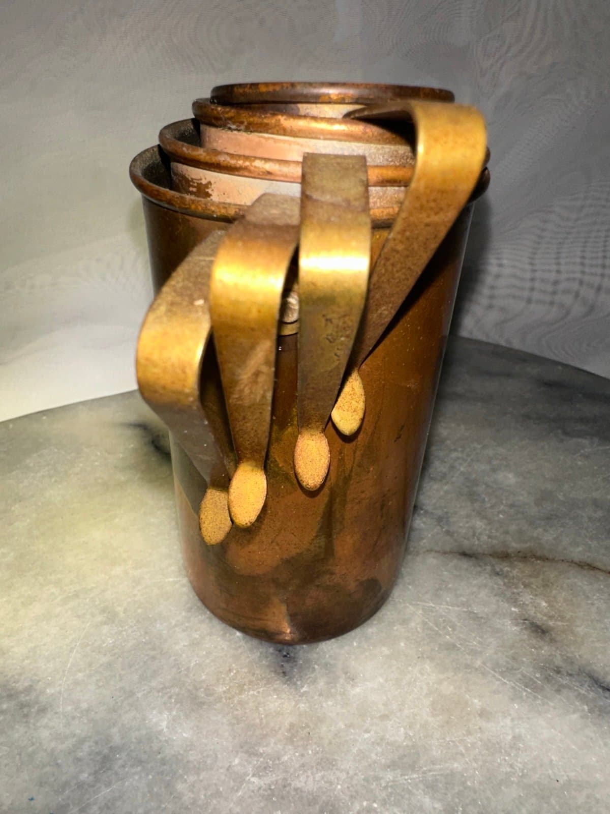 Antique 1920’s copper measuring cup set - Thumbnail 3