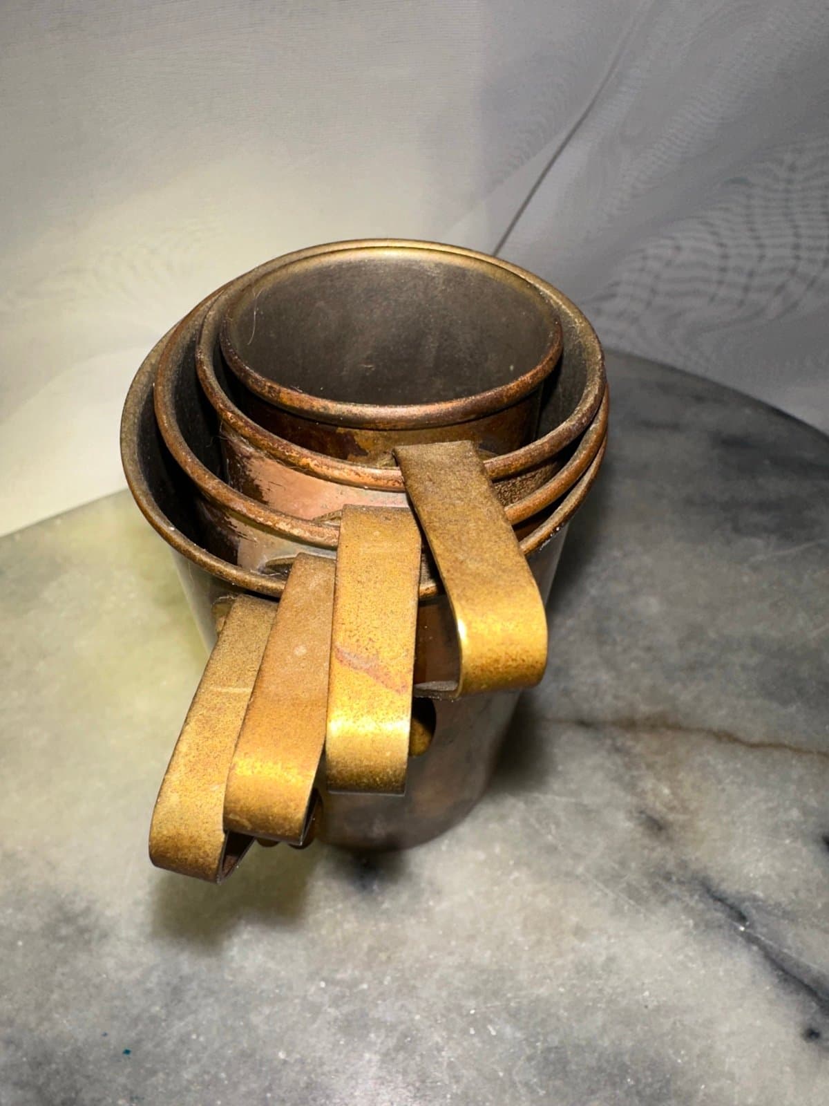 Antique 1920’s copper measuring cup set - Thumbnail 4