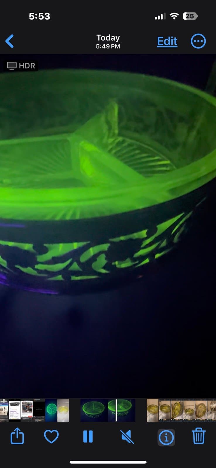 Yellow uranium dish silver plated holder - Thumbnail 8