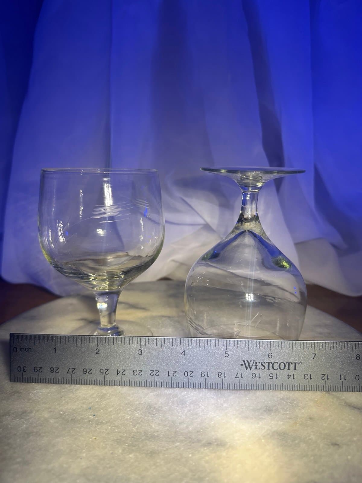 Pair of itialian antique green uranium wine glasses
