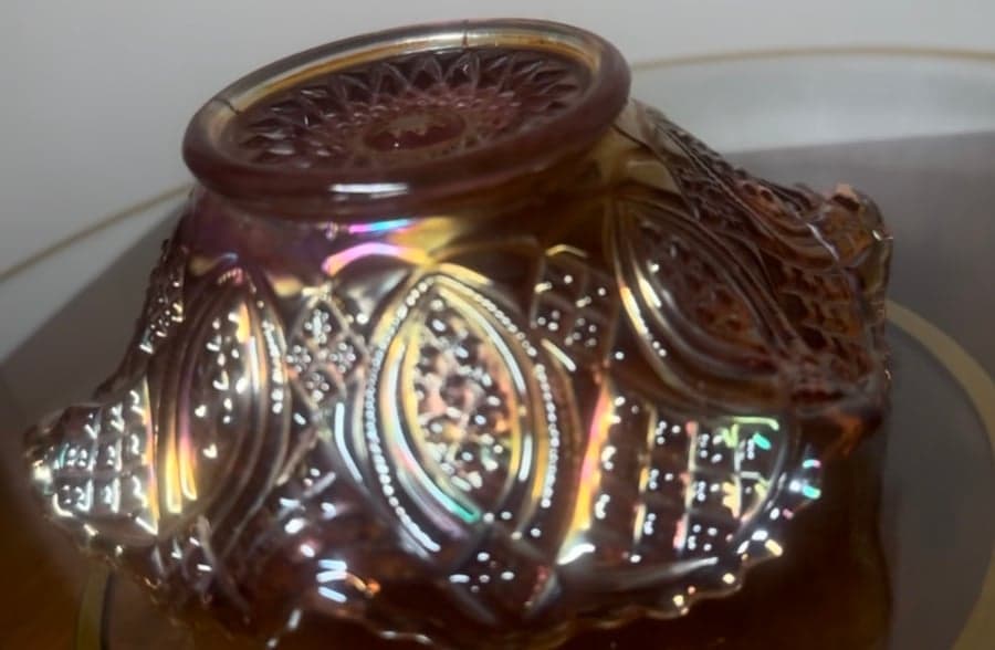 Antique marigold carnival glass bowl