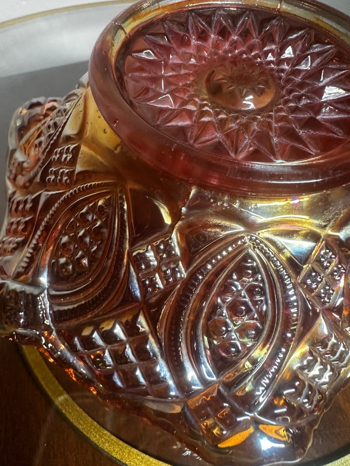 Antique marigold carnival glass bowl - Thumbnail 8