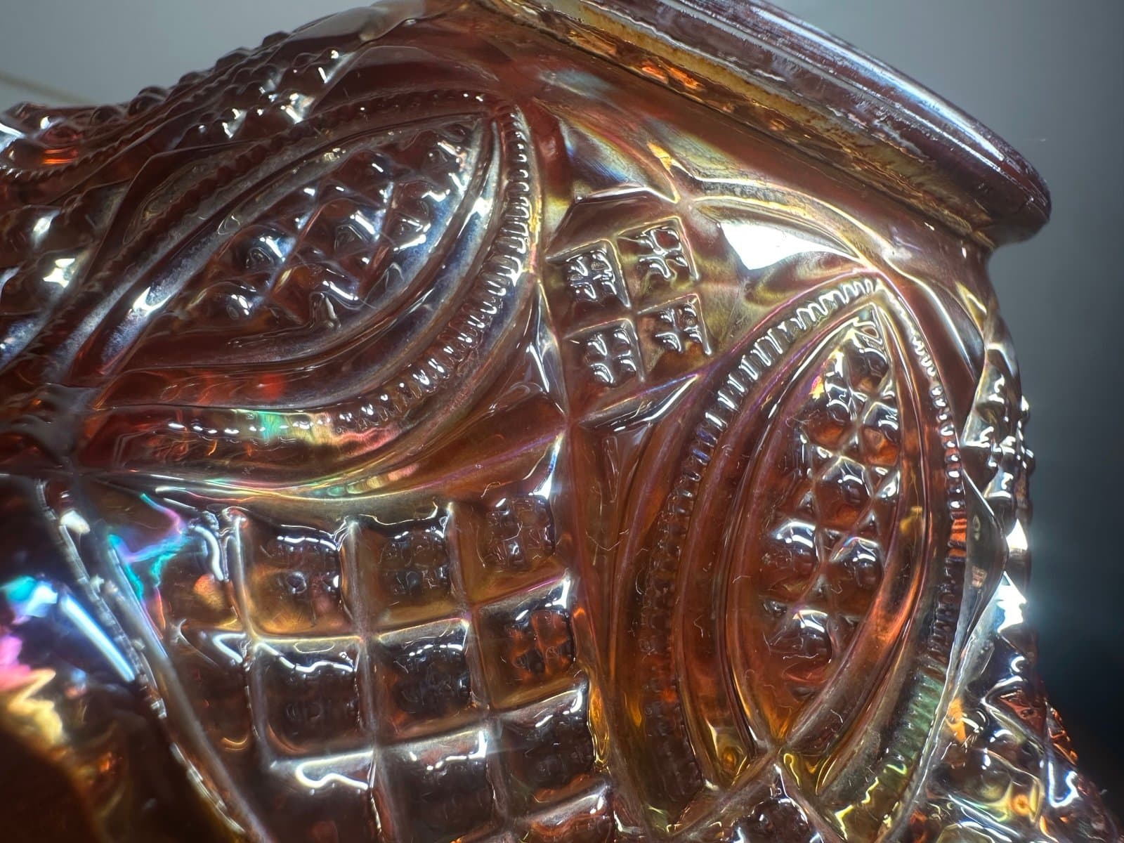 Antique marigold carnival glass bowl - Thumbnail 11