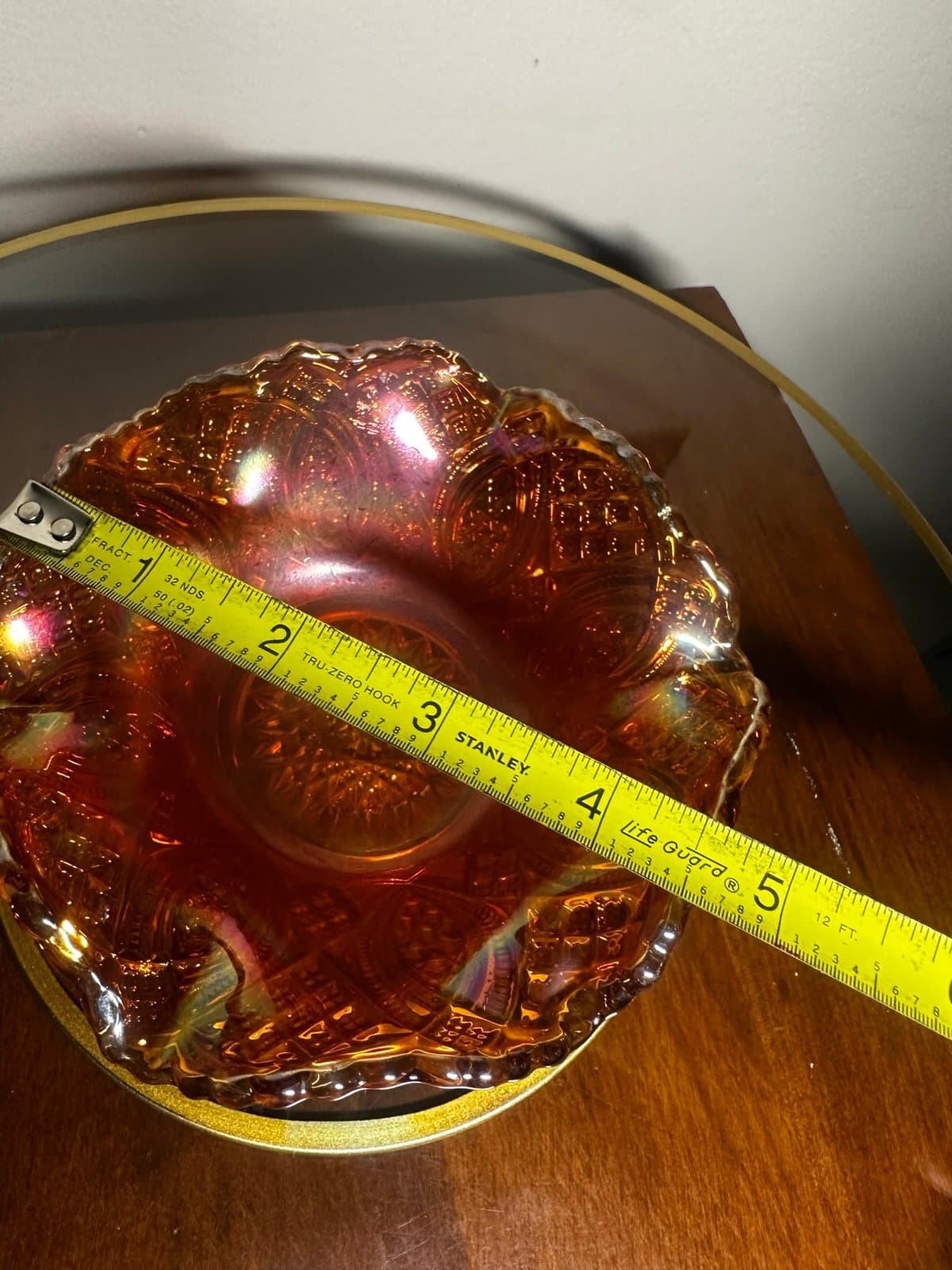 Antique marigold carnival glass bowl - Thumbnail 7