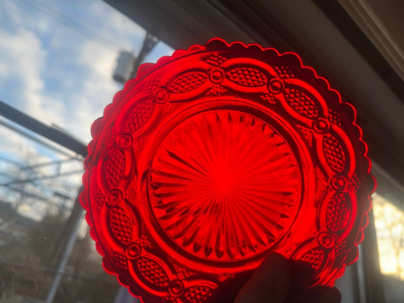 Vintage ruby avon salad plates (8)