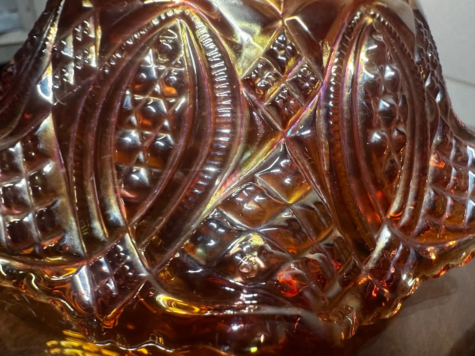 Antique marigold carnival glass bowl - Thumbnail 10