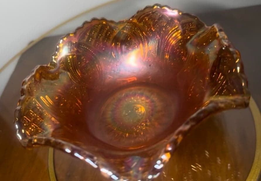 Antique marigold carnival glass bowl - Thumbnail 4