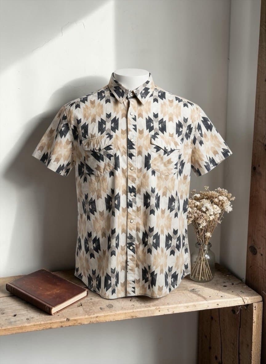 Check out this XL, Rock and Roll Denim, Aztec , snap shirt!