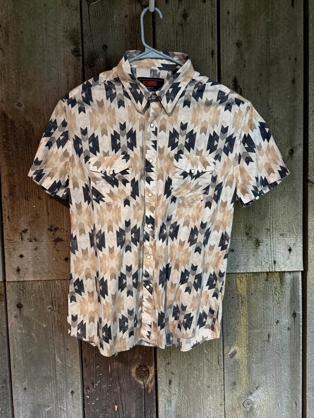 Check out this XL, Rock and Roll Denim, Aztec , snap shirt! - Thumbnail 2