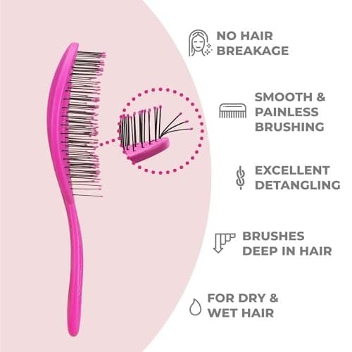 Ninabella Organic Detangling Hair Brush for Women, Men & Children - Does Not Pull on Hair - Hair Straightening Brushes for Straight, Curly & Wet Hair - Thumbnail 2