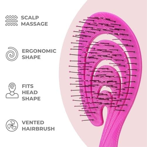 Ninabella Organic Detangling Hair Brush for Women, Men & Children - Does Not Pull on Hair - Hair Straightening Brushes for Straight, Curly & Wet Hair - Thumbnail 3