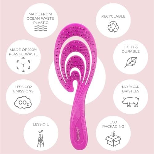 Ninabella Organic Detangling Hair Brush for Women, Men & Children - Does Not Pull on Hair - Hair Straightening Brushes for Straight, Curly & Wet Hair - Thumbnail 4