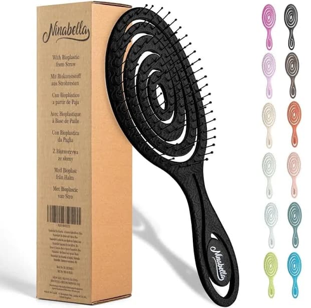 Ninabella Organic Detangling Hair Brush for Women, Men & Children - Does Not Pull on Hair - Hair Straightening Brushes for Straight, Curly & Wet Hair - Thumbnail 8