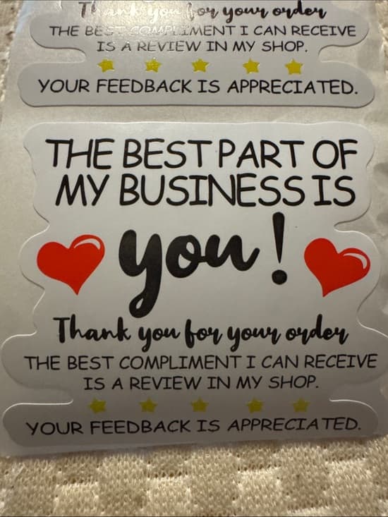 ⭐ 30 Customer Review Thank You Stickers Small Business Packaging Labels - Thumbnail 2