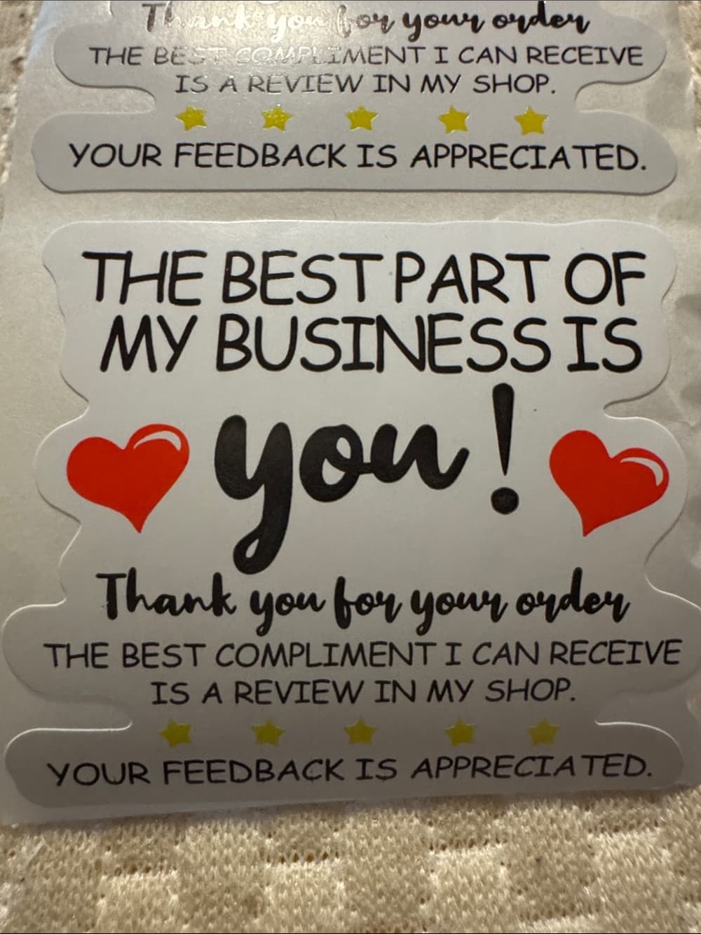 ⭐ 30 Customer Review Thank You Stickers Small Business Packaging Labels