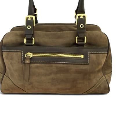 Vintage Y2K Coach Top Handle Bag Brown Suede Leather Trim Hampton SoHo