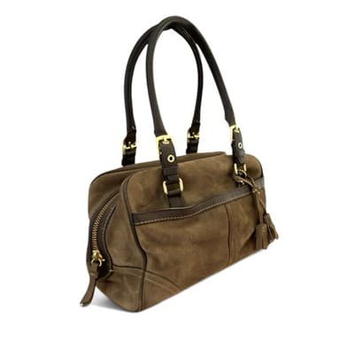 Vintage Y2K Coach Top Handle Bag Brown Suede Leather Trim Hampton SoHo - Thumbnail 3
