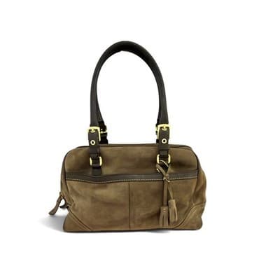 Vintage Y2K Coach Top Handle Bag Brown Suede Leather Trim Hampton SoHo - Thumbnail 2