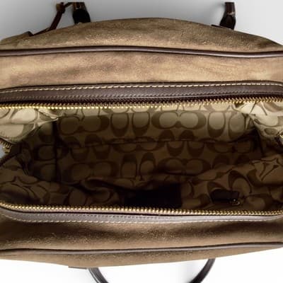 Vintage Y2K Coach Top Handle Bag Brown Suede Leather Trim Hampton SoHo - Thumbnail 9
