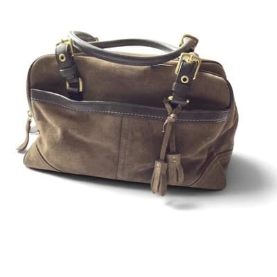 Vintage Y2K Coach Top Handle Bag Brown Suede Leather Trim Hampton SoHo - Thumbnail 7