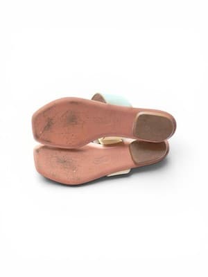 AQUAZZURA Women’s Sandals Leather And Canvas Slides Size 10 US 41 EU Italy - Thumbnail 4