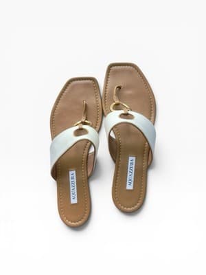 AQUAZZURA Women’s Sandals Leather And Canvas Slides Size 10 US 41 EU Italy - Thumbnail 7