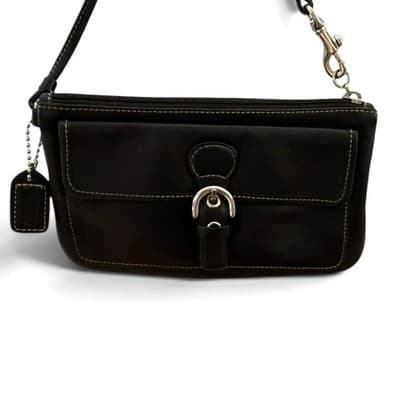 Vintage Y2K Coach Wristlet Black With Coach Monogram Interior, Exterior Pocket - Thumbnail 3