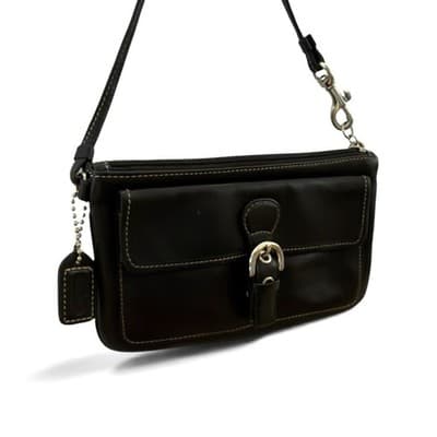 Vintage Y2K Coach Wristlet Black With Coach Monogram Interior, Exterior Pocket - Thumbnail 4