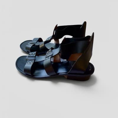 Modern Vintage Tanji Black Leather Sandals EU 37 US 7 Beautiful Condition - Thumbnail 2
