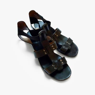Modern Vintage Tanji Black Leather Sandals EU 37 US 7 Beautiful Condition - Thumbnail 3