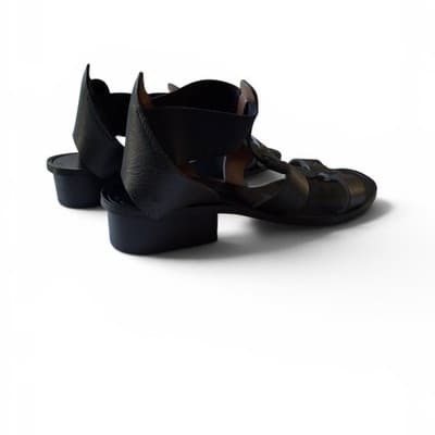Modern Vintage Tanji Black Leather Sandals EU 37 US 7 Beautiful Condition - Thumbnail 5
