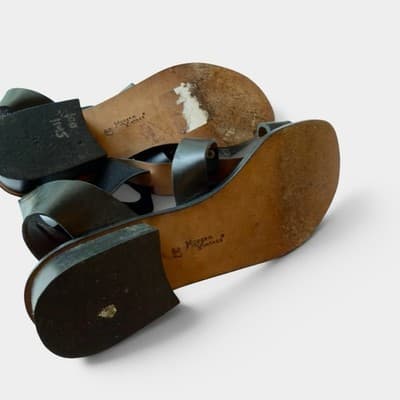 Modern Vintage Tanji Black Leather Sandals EU 37 US 7 Beautiful Condition - Thumbnail 7