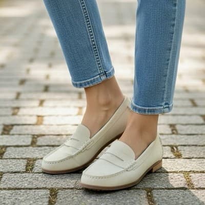 Born Finley Women's Slip-On Flat Loafer, Size 9.5, Casual Italian Leather Ivory - Thumbnail 7