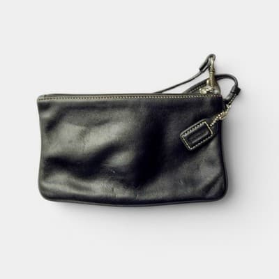Vintage Y2K Coach Wristlet Black With Coach Monogram Interior, Exterior Pocket - Thumbnail 2