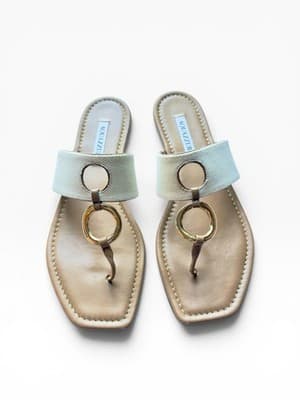 AQUAZZURA Women’s Sandals Leather And Canvas Slides Size 10 US 41 EU Italy - Thumbnail 9