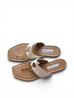 AQUAZZURA Women’s Sandals Leather And Canvas Slides Size 10 US 41 EU Italy - Thumbnail 2