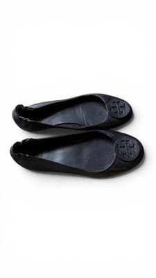 Tory Burch Minnie Leather Travel Ballet Flats Matte Logo Size 8 Excellent - Thumbnail 2