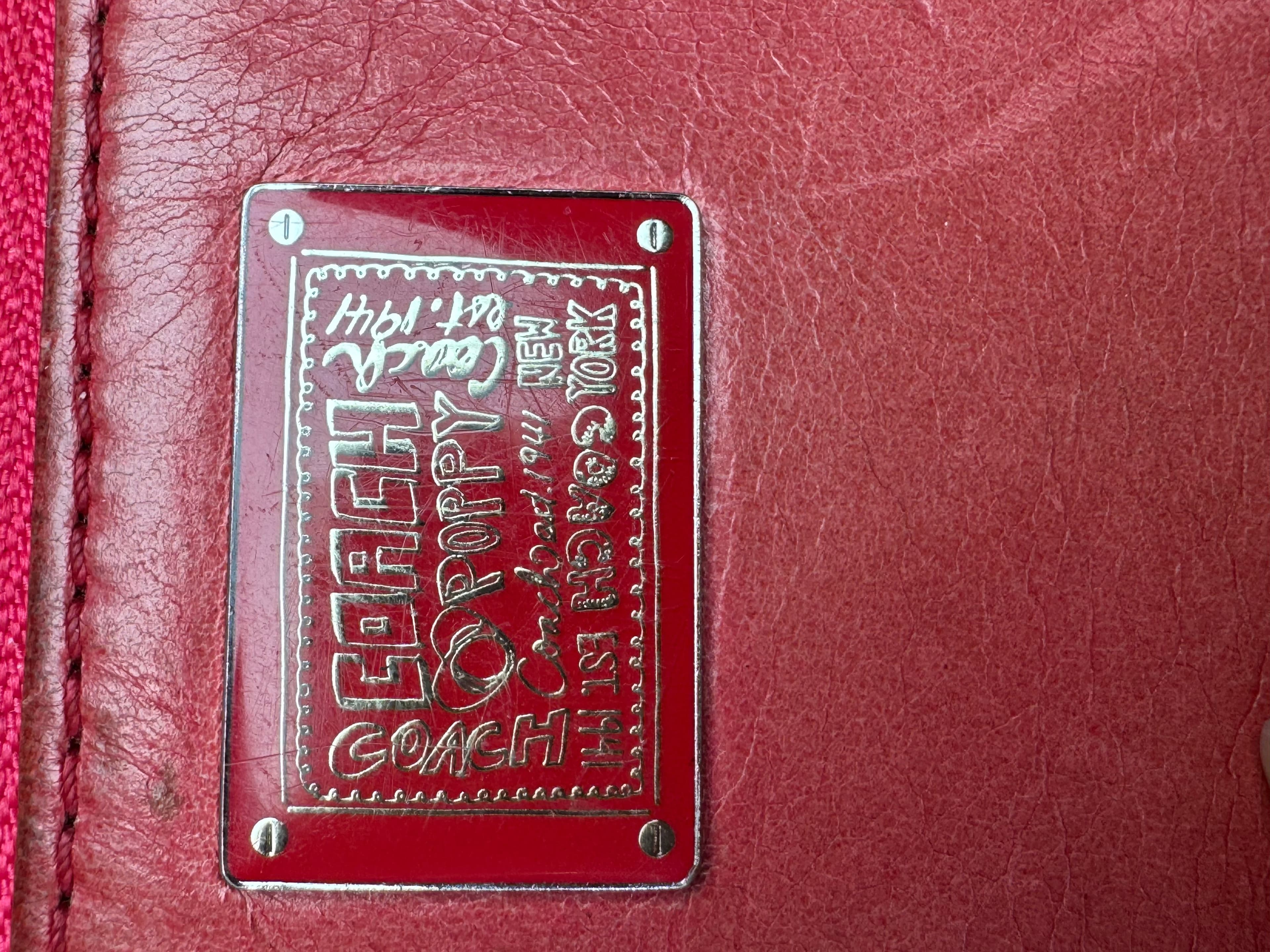 ★ Coach Poppy Red Leather Wristlet Clutch Wallet Zip Organizer - Thumbnail 2