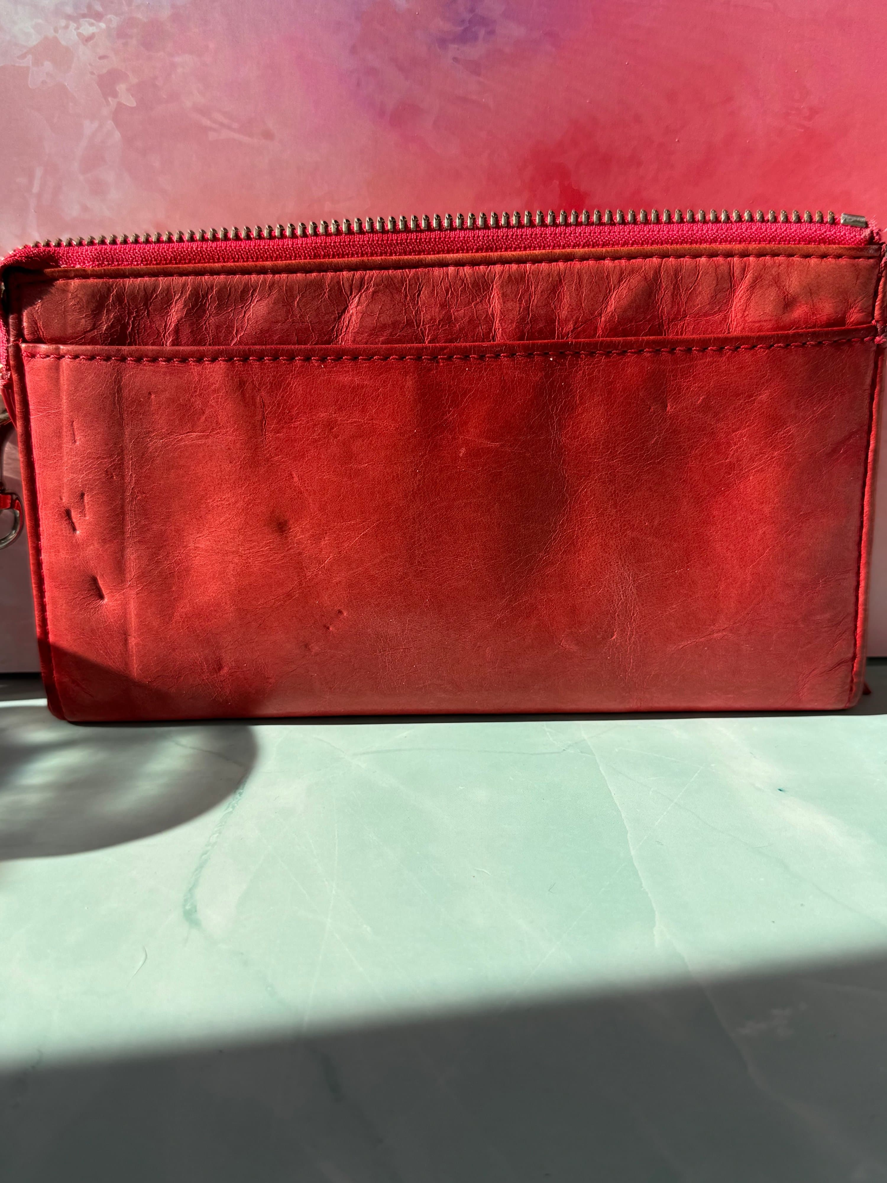 ★ Coach Poppy Red Leather Wristlet Clutch Wallet Zip Organizer - Thumbnail 6