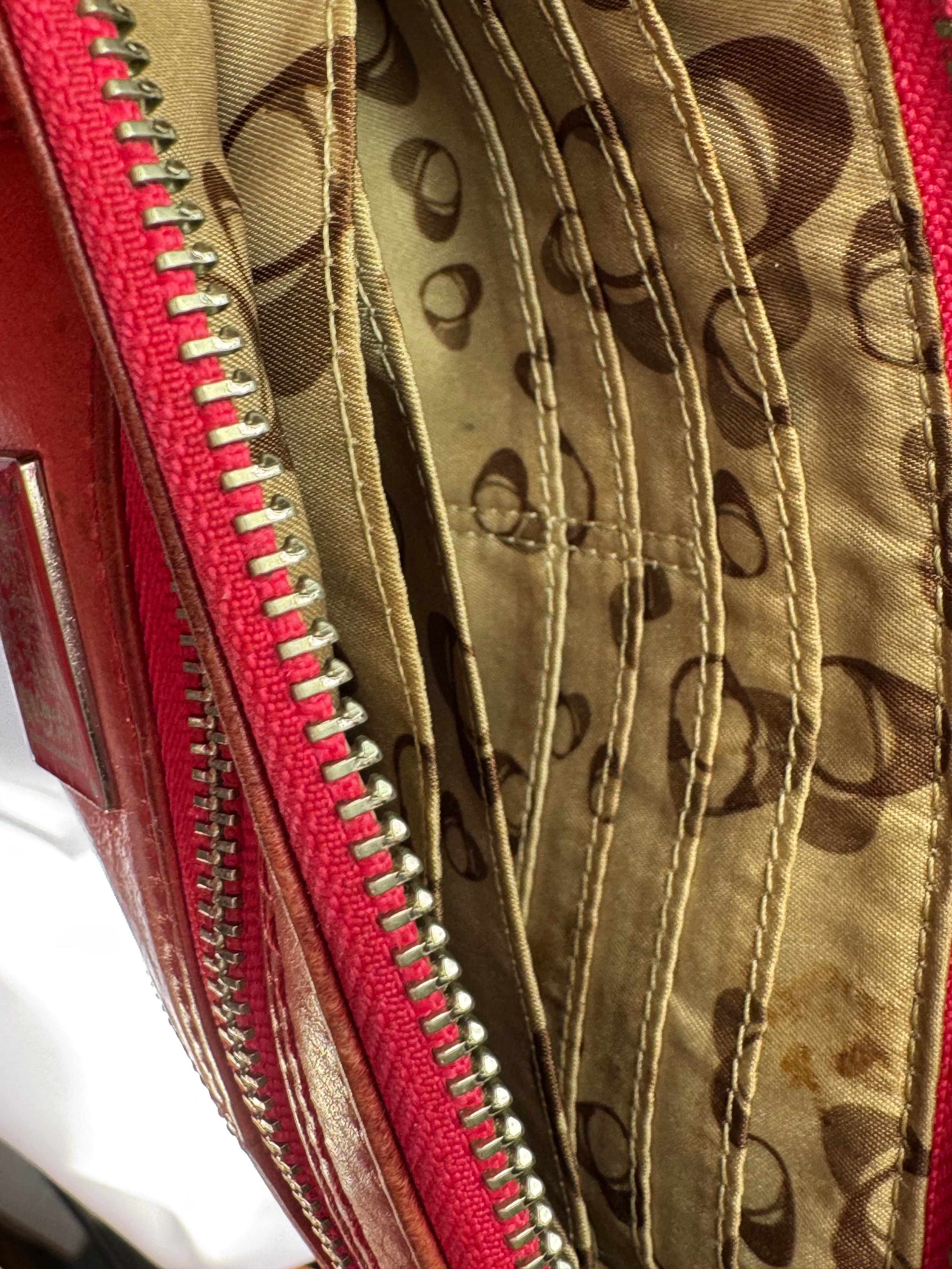 ★ Coach Poppy Red Leather Wristlet Clutch Wallet Zip Organizer - Thumbnail 7