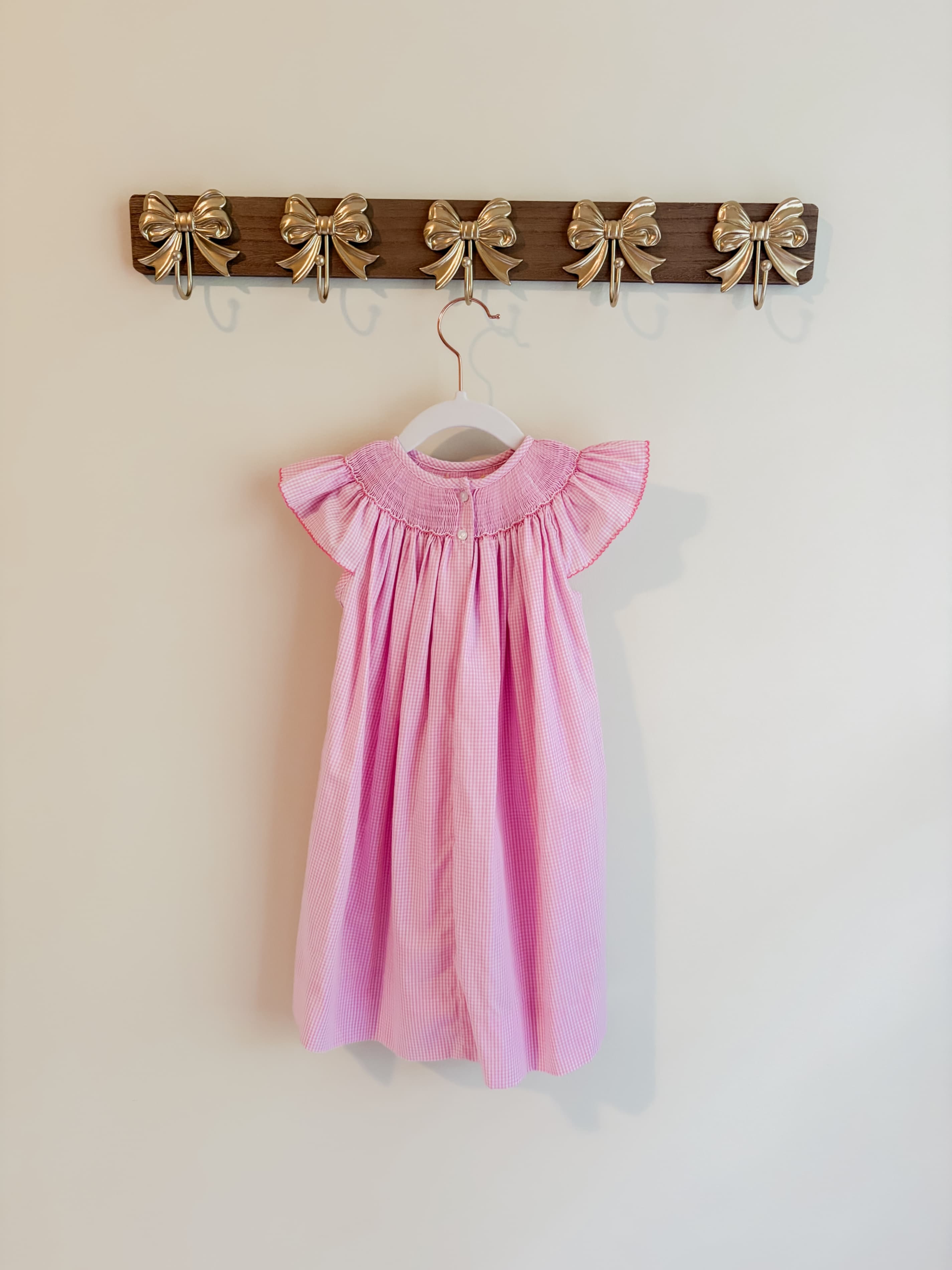Petit Bebe girls size 24 month Pink Gingham Smocked cupcake birthday Dress - Thumbnail 2