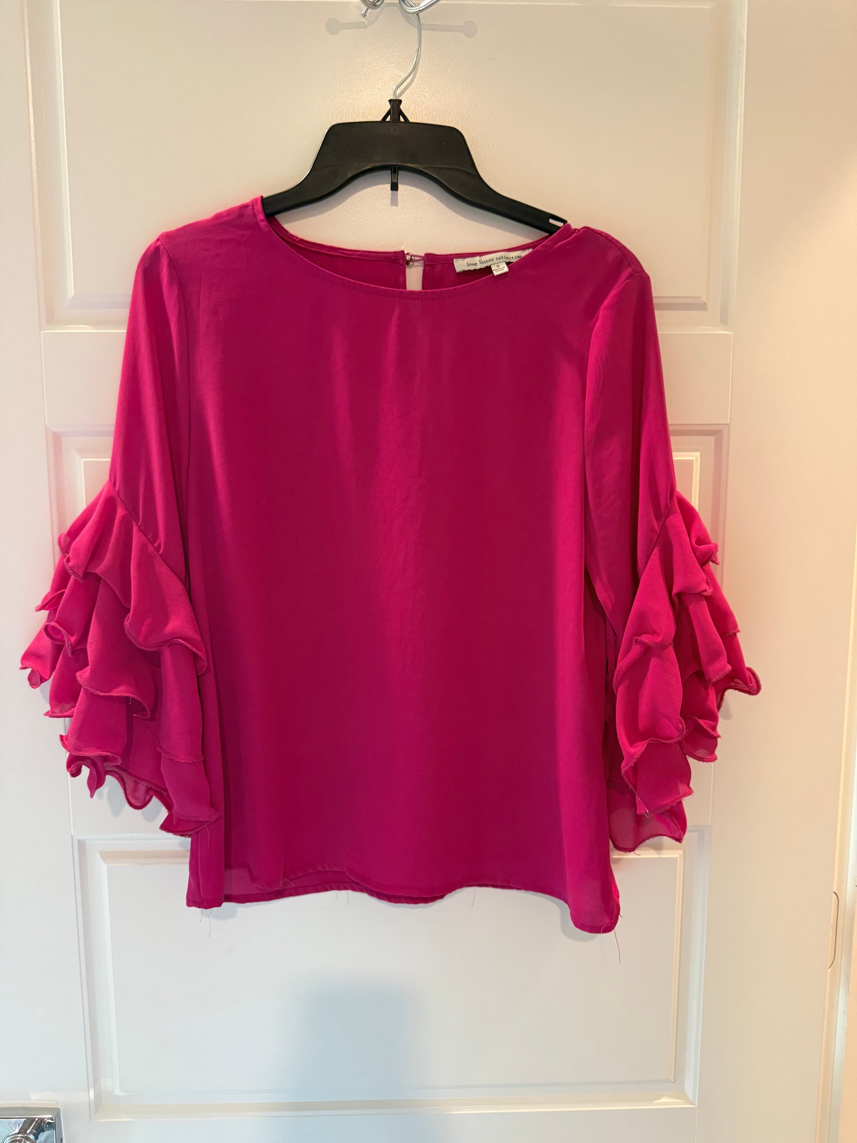 Love Letter Collection Pink Ruffle Sleeve Blouse Small