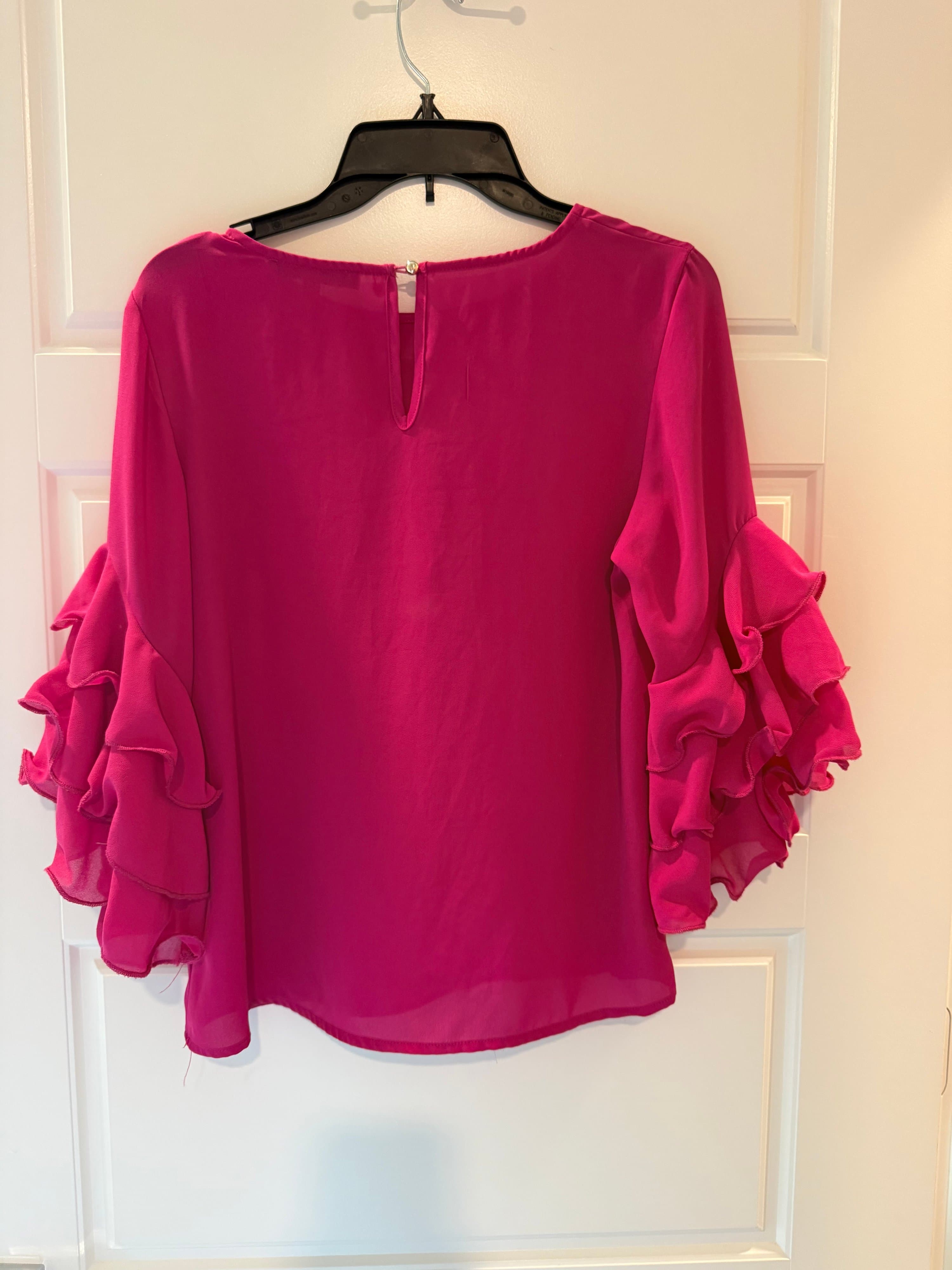 Love Letter Collection Pink Ruffle Sleeve Blouse Small - Thumbnail 3
